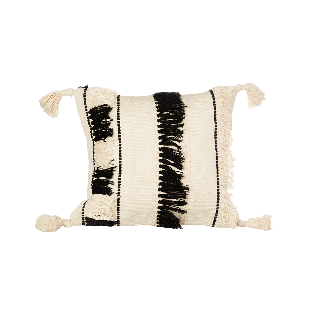 Black &amp; white Fringes Cushion