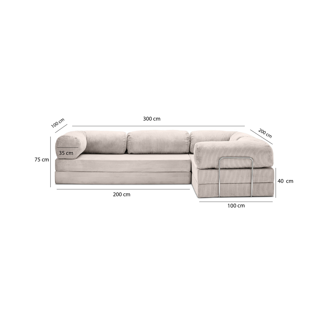 T-Sofa L-Shape - Closed End Off White
