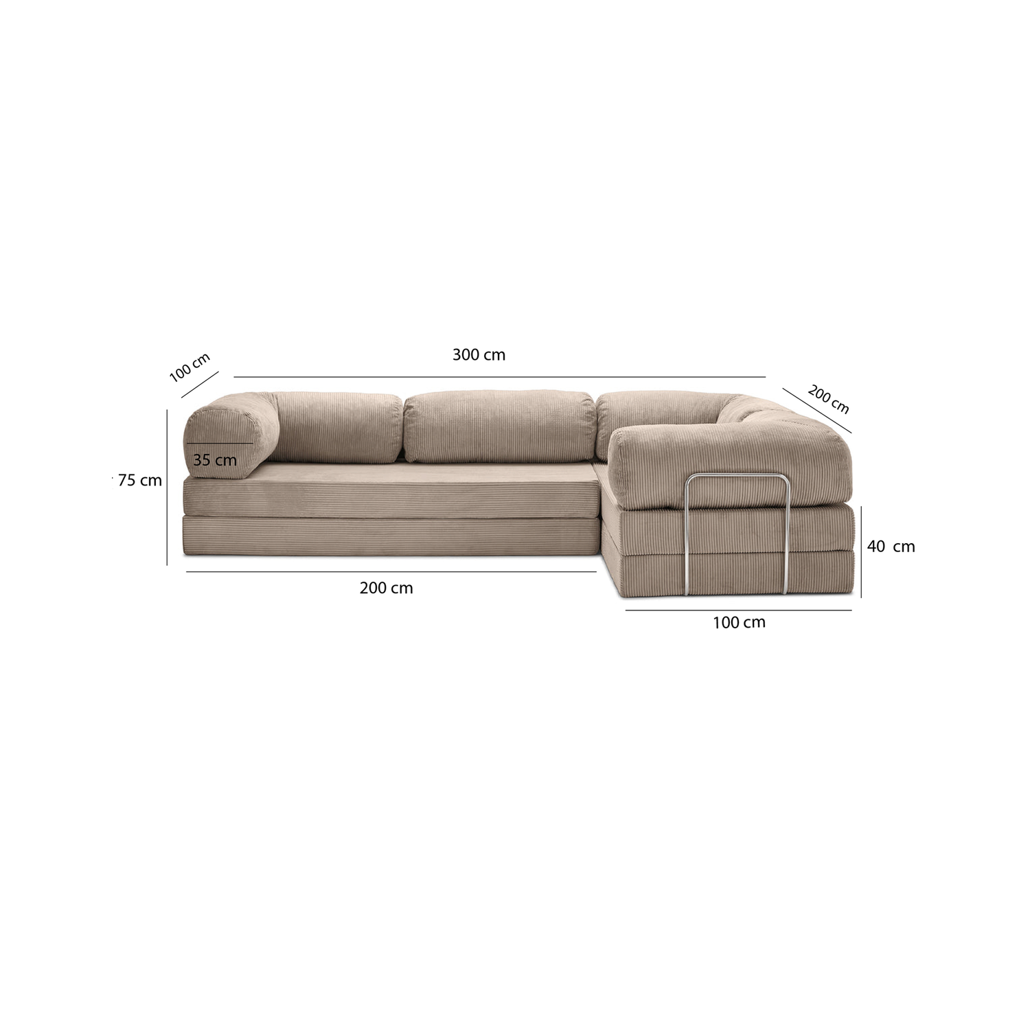 T-Sofa L-Shape - Closed End Sand