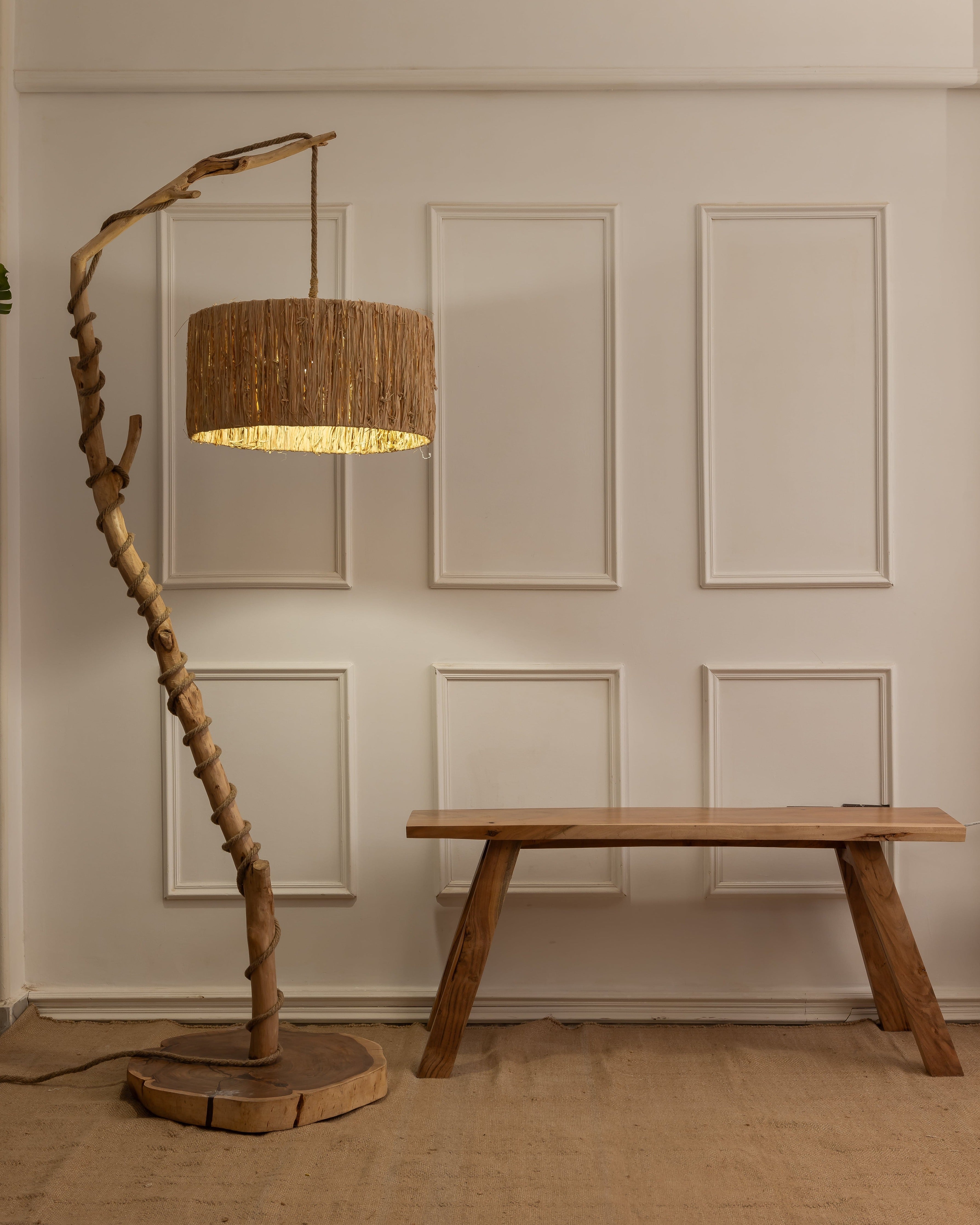 Tree Light Floor Lamp - Raffia - Bohowoodland